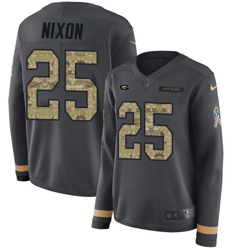 Packers #25 Keisean Nixon Anthracite Salute To Service Women's Stitched Limited Therma Long Sleeve Jersey cheap jerseys for sale - CheapJerseys.Shop