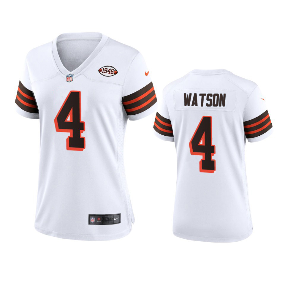 Browns #4 Deshaun Watson 1946 Collection Alternate Game Limited Jersey - White cheap jerseys for sale - CheapJerseys.Shop