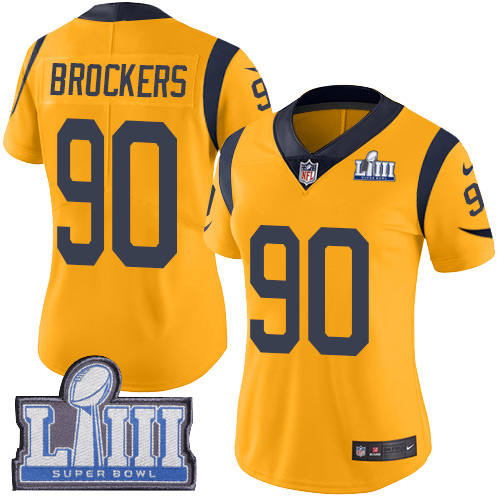 Los Angeles Rams #90 Michael Brockers Gold Super Bowl LIII Bound Women's Stitched Limited Rush Jersey Womens cheap jerseys for sale - CheapJerseys.Shop