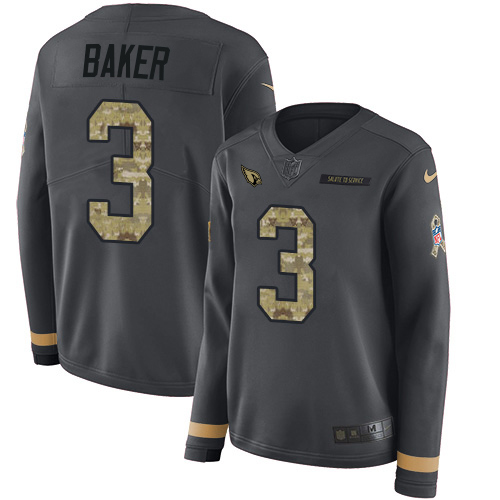 Cardinals #3 Budda Baker Anthracite Salute To Service Women's Stitched Limited Therma Long Sleeve Jersey cheap jerseys for sale - CheapJerseys.Shop