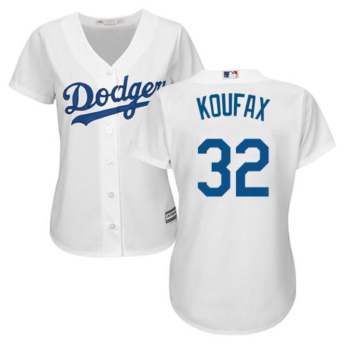 Los Angeles Dodgers #32 Sandy Koufax White Home Women's Stitched Jersey Womens cheap jerseys for sale - CheapJerseys.Shop