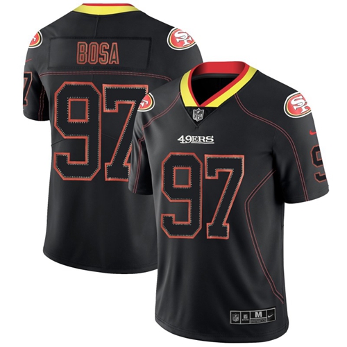 49ers #97 Nick Bosa Lights Out Black Men's Stitched Limited Rush Jersey cheap jerseys for sale - CheapJerseys.Shop