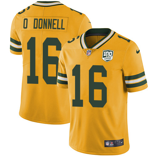 Packers #16 Pat O'Donnell Yellow Youth 100th Season Stitched Limited Rush Jersey cheap jerseys for sale - CheapJerseys.Shop