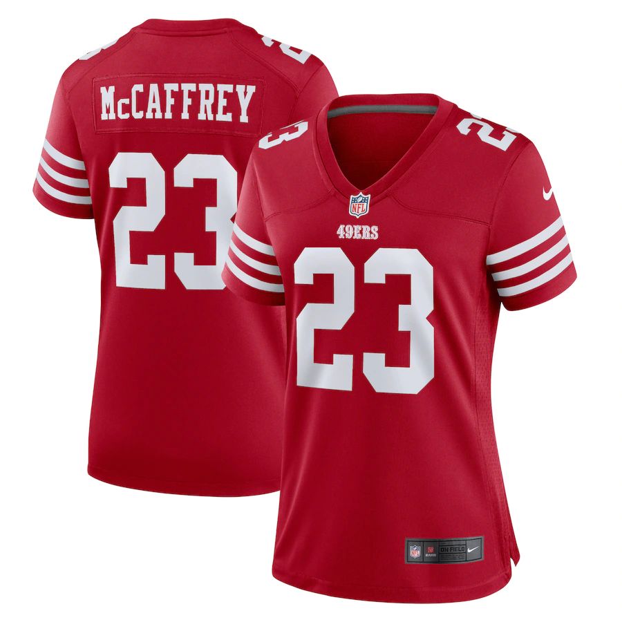 San Francisco 49ers #23 Christian McCaffrey Scarlet Women's 2022-23 Game Jersey cheap jerseys for sale - CheapJerseys.Shop