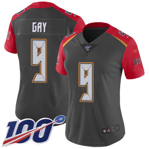 Tampa Bay Buccaneers #9 Matt Gay Gray Women's Stitched Limited Inverted Legend 100th Season Jersey Womens cheap jerseys for sale - CheapJerseys.Shop