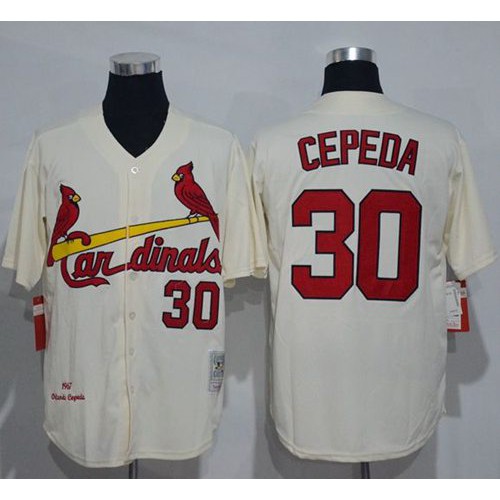 Mitchell And Ness 1967 St.Louis Cardinals #30 Orlando Cepeda Cream Throwback Stitched Jersey Men's cheap jerseys for sale - CheapJerseys.Shop