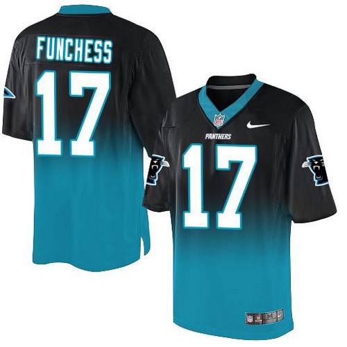 Carolina Panthers #17 Devin Funchess Black/Blue Men's Stitched Elite Fadeaway Fashion Jersey Men's cheap jerseys for sale - CheapJerseys.Shop