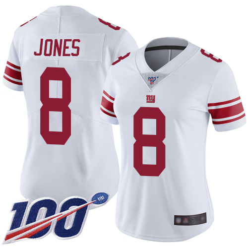 Giants #8 Daniel Jones White Women's Stitched 100th Season Vapor Limited Jersey cheap jerseys for sale - CheapJerseys.Shop