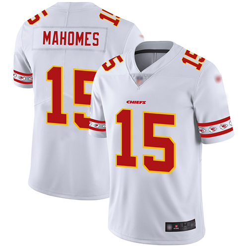 Chiefs #15 Patrick Mahomes White Men's Stitched Limited Team Logo Fashion Jersey cheap jerseys for sale - CheapJerseys.Shop