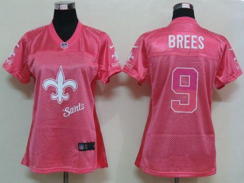 Saints #9 Drew Brees Pink Women's Fem Fan Game Jersey cheap jerseys for sale - CheapJerseys.Shop