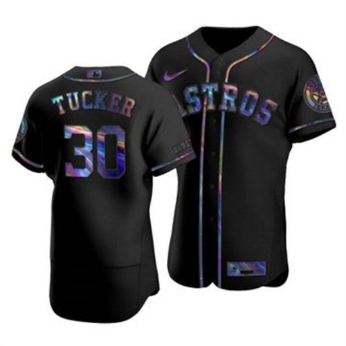 Houston Houston Astros #30 Kyle Tucker Men's Iridescent Holographic Collection Jersey - Black Men's cheap jerseys for sale - CheapJerseys.Shop
