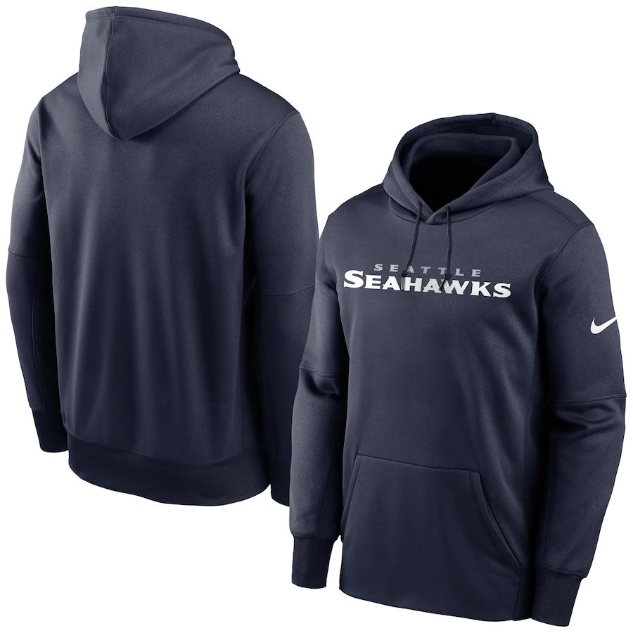Seattle Seahawks Fan Gear Wordmark Performance Pullover Hoodie College Navy cheap jerseys for sale - CheapJerseys.Shop