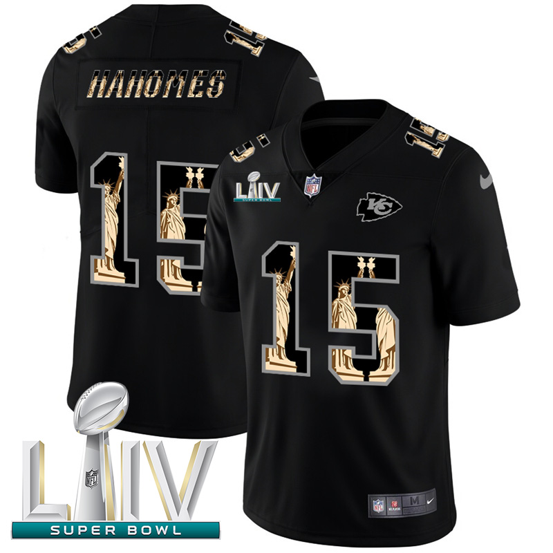 Kansas City Chiefs #15 Patrick Mahomes Carbon Black Super Bowl LIV 2020 Vapor Statue Of Liberty Limited Jersey cheap jerseys for sale - CheapJerseys.Shop