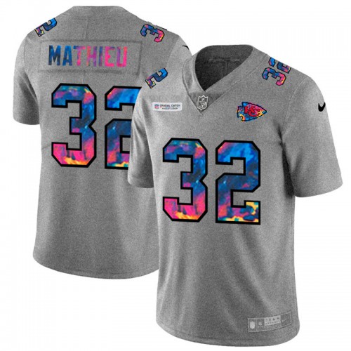 Kansas City Kansas City Chiefs #32 Tyrann Mathieu Men's Multi-Color 2020 Crucial Catch Jersey Greyheather Men's cheap jerseys for sale - CheapJerseys.Shop