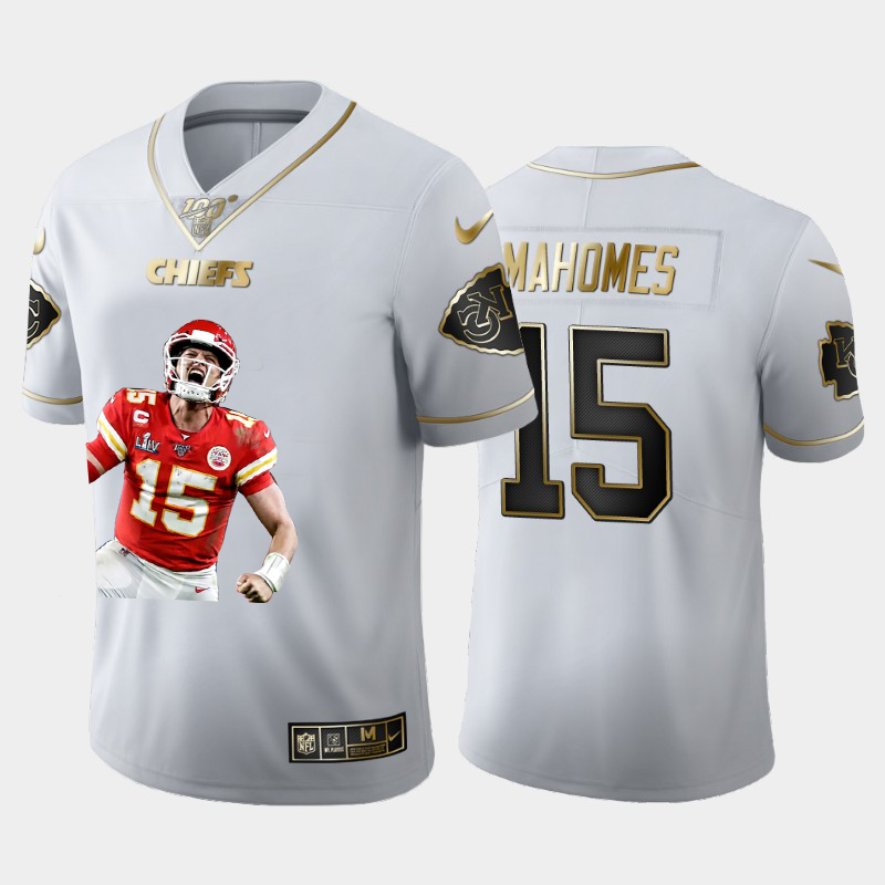 Kansas City Chiefs #15 Patrick Mahomes Team Hero 1 Vapor Limited 100 Jersey White Golden cheap jerseys for sale - CheapJerseys.Shop