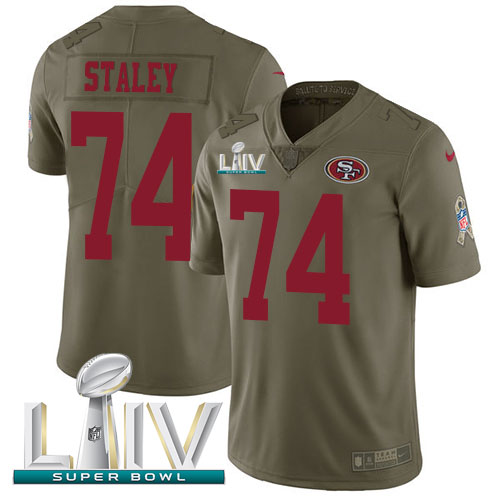 San Francisco 49ers #74 Joe Staley Olive Super Bowl LIV 2020 Men's Stitched Limited 2017 Salute To Service Jersey Men's cheap jerseys for sale - CheapJerseys.Shop
