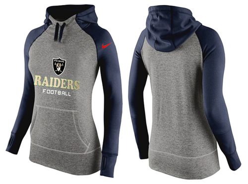 Women's Las Vegas Raiders Performance Hoodie Grey & Dark Blue cheap jerseys for sale - CheapJerseys.Shop