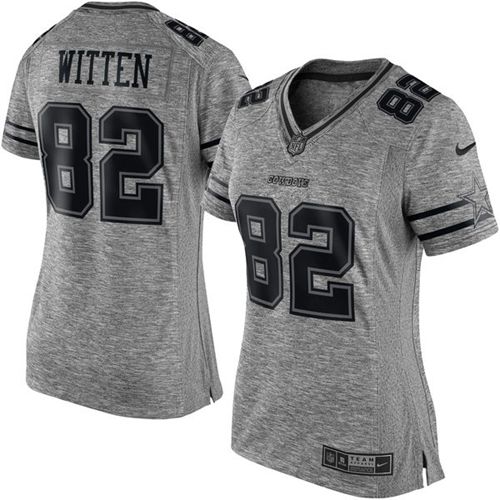 Dallas Cowboys #82 Jason Witten Gray Women's Stitched Limited Gridiron Gray Jersey Womens cheap jerseys for sale - CheapJerseys.Shop