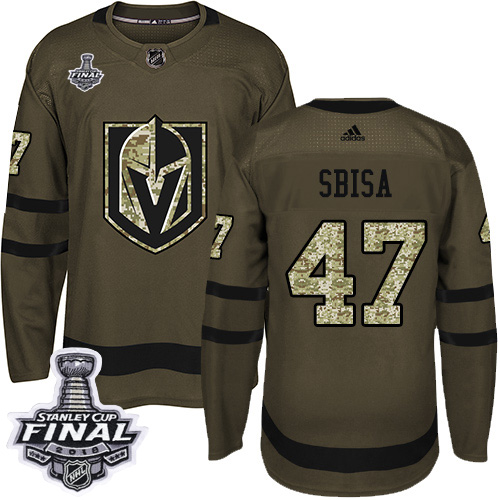 Golden Vegas Golden Knights #47 Luca Sbisa Green Salute to Service 2018 Stanley Cup Final Stitched Jersey Men's cheap jerseys for sale - CheapJerseys.Shop