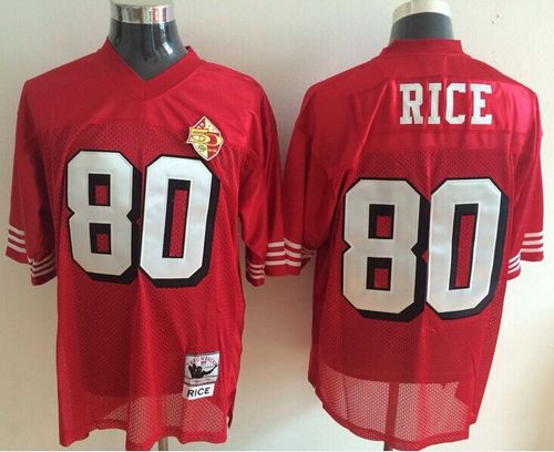 Mitchell And Ness 49ers #80 Jerry Rice Red With 50TH 1996 Stitched Jersey cheap jerseys for sale - CheapJerseys.Shop