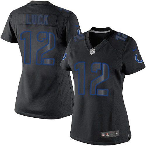 Indianapolis Colts #12 Andrew Luck Black Impact Women's Stitched Limited Jersey Womens cheap jerseys for sale - CheapJerseys.Shop