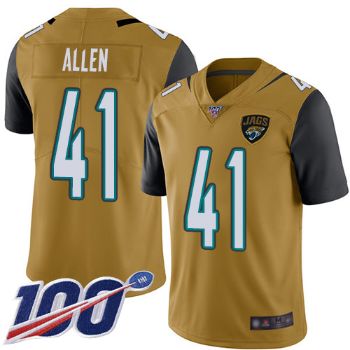 Jaguars #41 Josh Allen Gold Men's Stitched Limited Rush 100th Season Jersey cheap jerseys for sale - CheapJerseys.Shop