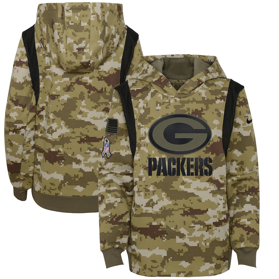 Green Bay Packers Camo Youth 2021 Salute To Service Therma Performance Pullover Hoodie cheap jerseys for sale - CheapJerseys.Shop