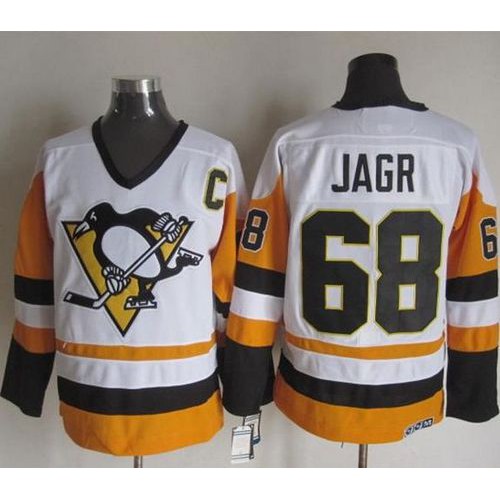 Pittsburgh Penguins #68 Jaromir Jagr White/Black CCM Throwback Stitched Jersey Men's cheap jerseys for sale - CheapJerseys.Shop