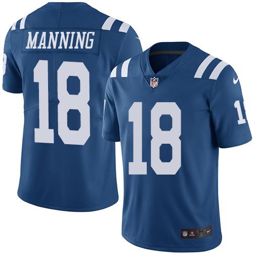 Indianapolis Colts #18 Peyton Manning Royal Blue Youth Stitched Limited Rush Jersey Youth cheap jerseys for sale - CheapJerseys.Shop