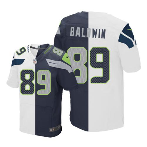 Seattle Seahawks #89 Doug Baldwin White/Steel Blue Men's Stitched Elite Split Jersey Men's cheap jerseys for sale - CheapJerseys.Shop