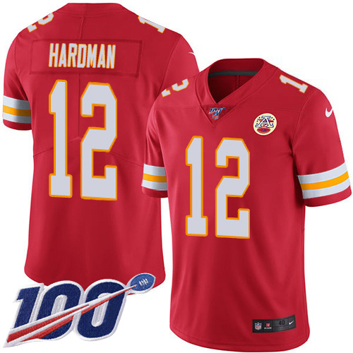 Chiefs #12 Mecole Hardman Red Team Color Men's Stitched 100th Season Vapor Limited Jersey cheap jerseys for sale - CheapJerseys.Shop