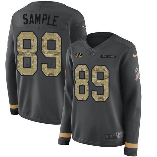 Cincinnati Bengals #89 Drew Sample Anthracite Salute to Service Women's Stitched Limited Therma Long Sleeve Jersey Womens cheap jerseys for sale - CheapJerseys.Shop