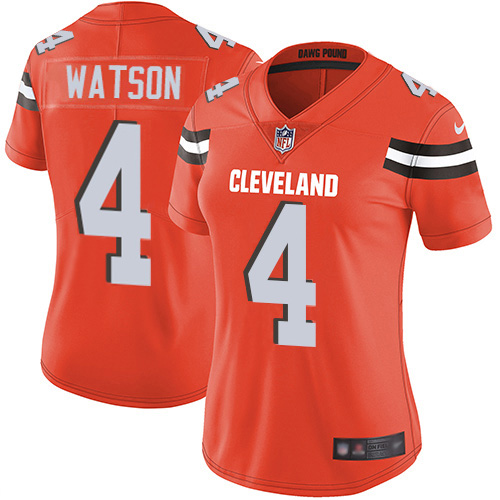 Browns #4 Deshaun Watson Orange Alternate Women's Stitched Vapor Untouchable Limited Jersey cheap jerseys for sale - CheapJerseys.Shop