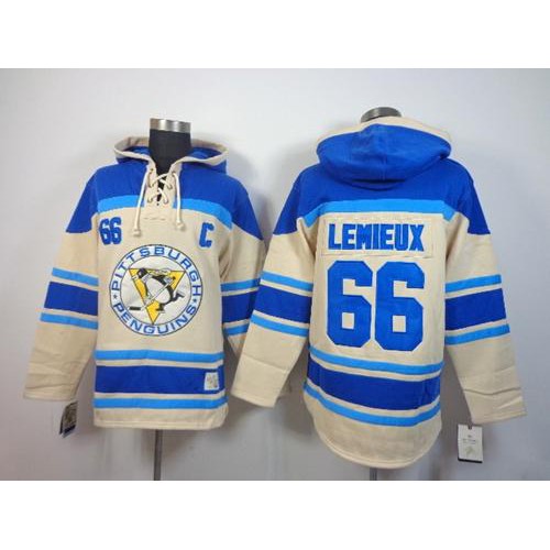 Pittsburgh Penguins #66 Mario Lemieux Cream Sawyer Hooded Sweatshirt Stitched Jersey Men's cheap jerseys for sale - CheapJerseys.Shop