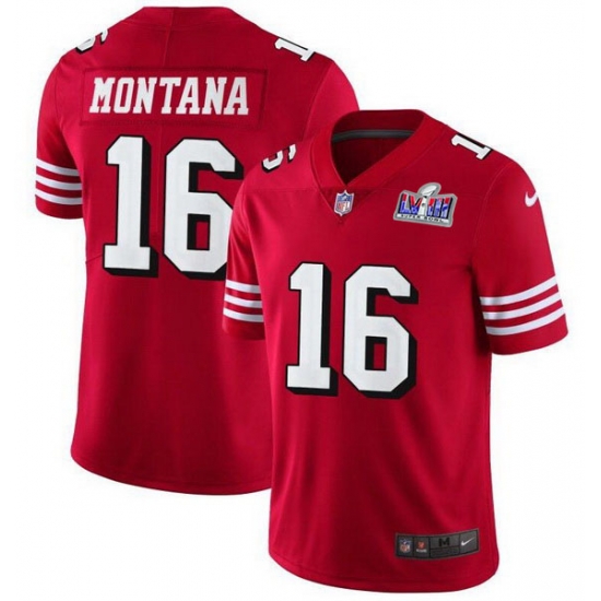 Youth San Francisco 49ers 16 Joe Montana Red Vapor Untouchable Limited Stitched 2024 Super Bowl LVIII Jersey cheap jerseys for sale - CheapJerseys.Shop