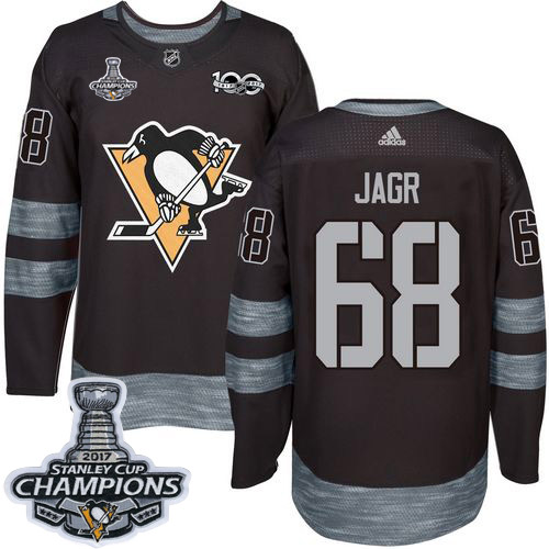 Pittsburgh Penguins #68 Jaromir Jagr Black 1917-2017 100th Anniversary Stanley Cup Finals Champions Stitched Jersey Men's cheap jerseys for sale - CheapJerseys.Shop