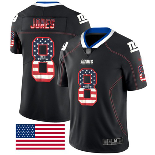 Giants #8 Daniel Jones Black Men's Stitched Limited Rush USA Flag Jersey cheap jerseys for sale - CheapJerseys.Shop