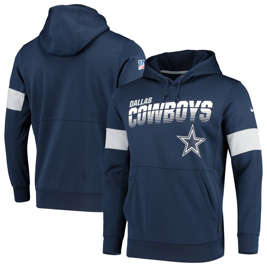 Dallas Cowboys Sideline Team Logo Performance Pullover Hoodie Navy cheap jerseys for sale - CheapJerseys.Shop