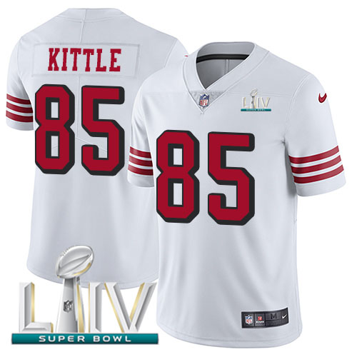 49ers #85 George Kittle White Super Bowl LIV 2020 Rush Youth Stitched Vapor Untouchable Limited Jersey cheap jerseys for sale - CheapJerseys.Shop