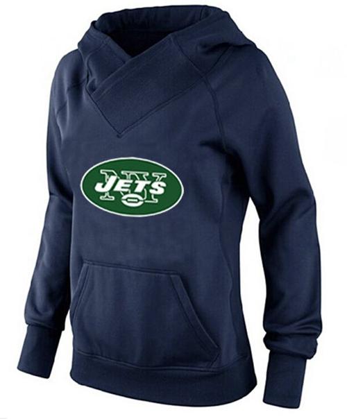 Women's New York Jets Logo Pullover Hoodie Navy Blue cheap jerseys for sale - CheapJerseys.Shop