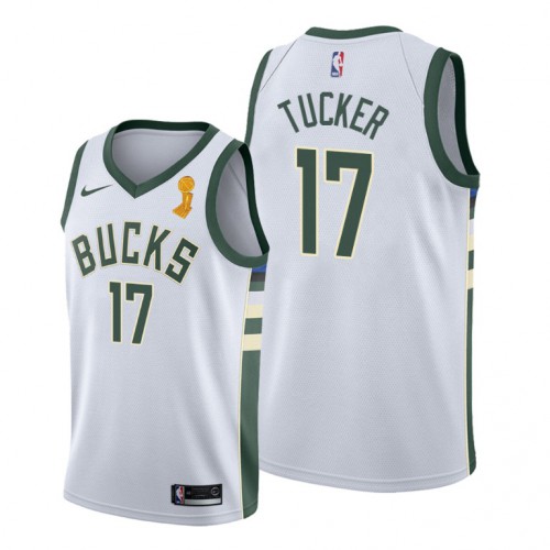 Milwaukee Bucks #17 P.J. Tucker Youth 2021 Finals Champions Swingman Association Edition Jersey White Youth cheap jerseys for sale - CheapJerseys.Shop