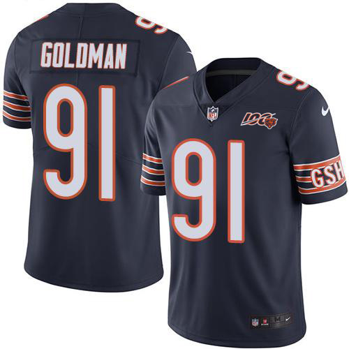 Chicago Bears #91 Eddie Goldman Navy Blue Team Color Men's 100th Season Stitched Vapor Untouchable Limited Jersey Men's cheap jerseys for sale - CheapJerseys.Shop
