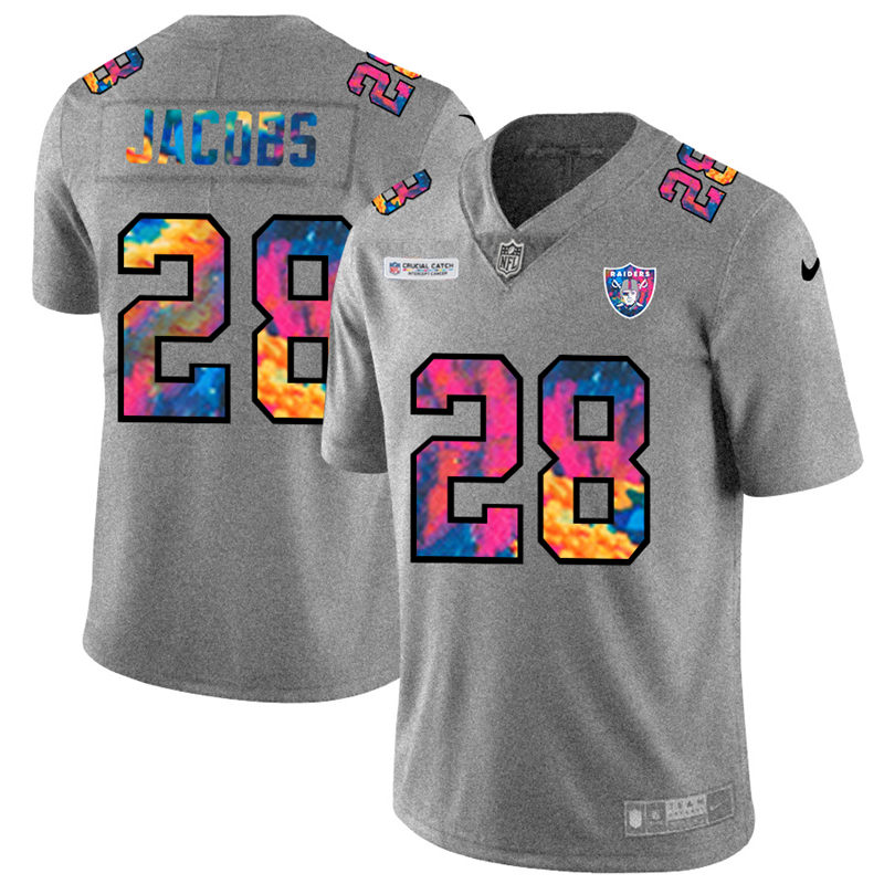 Las Vegas Raiders #28 Josh Jacobs Men's Multi-Color 2020 Crucial Catch Jersey Greyheather cheap jerseys for sale - CheapJerseys.Shop
