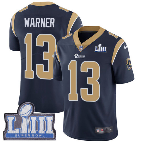 Los Angeles Rams #13 Kurt Warner Navy Blue Team Color Super Bowl LIII Bound Men's Stitched Vapor Untouchable Limited Jersey Men's cheap jerseys for sale - CheapJerseys.Shop
