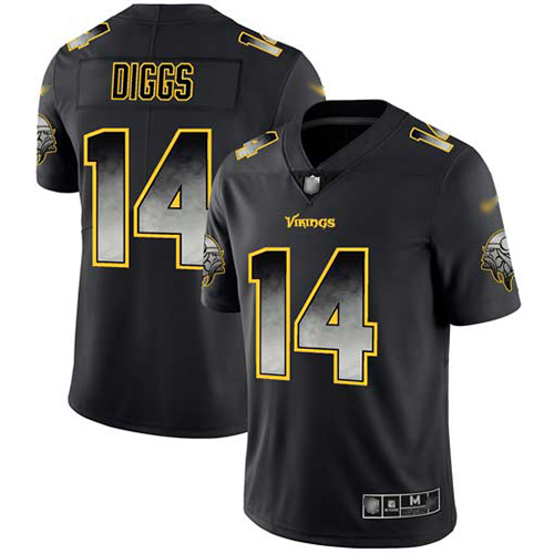 Minnesota Vikings #14 Stefon Diggs Black Men's Stitched Vapor Untouchable Limited Smoke Fashion Jersey Men's cheap jerseys for sale - CheapJerseys.Shop