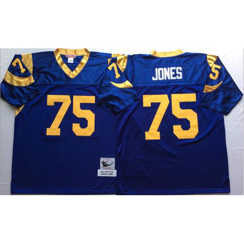 Mitchell And Ness Los Angeles Rams #75 Deacon Jones Blue Throwback Stitched Jersey Men's cheap jerseys for sale - CheapJerseys.Shop