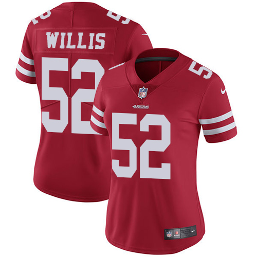 San Francisco 49ers #52 Patrick Willis Red Team Color Women's Stitched Vapor Untouchable Limited Jersey Womens cheap jerseys for sale - CheapJerseys.Shop