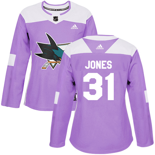 San Jose Sharks #31 Martin Jones Purple Authentic Fights Cancer Women's Stitched Jersey Womens cheap jerseys for sale - CheapJerseys.Shop
