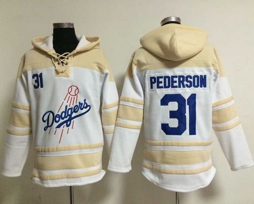 Dodgers #31 Joc Pederson White Sawyer Hooded Sweatshirt Hoodie cheap jerseys for sale - CheapJerseys.Shop