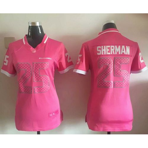 Seattle Seahawks #25 Richard Sherman Pink Women's Stitched Elite Bubble Gum Jersey Womens cheap jerseys for sale - CheapJerseys.Shop